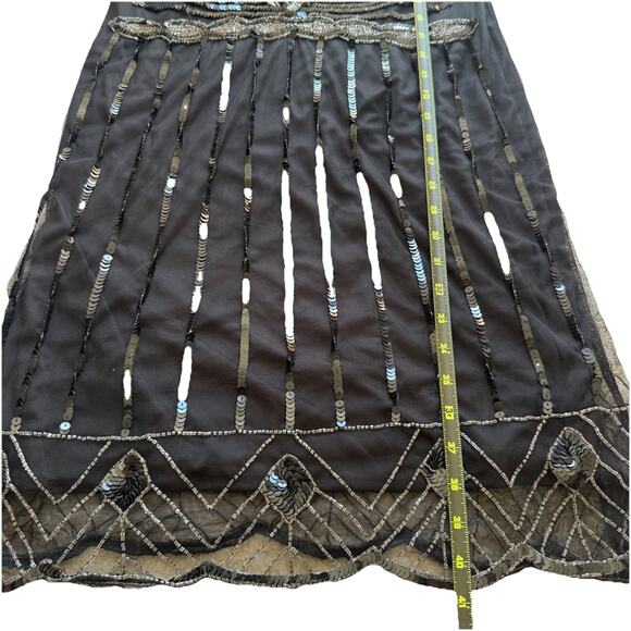 Gatsbylady London Black Beaded Sequin 1920s Flapper Dress Art Deco Formal Size 6 - Picture 13 of 16